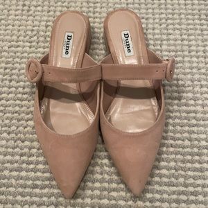 Blush brushed suede flat mule
